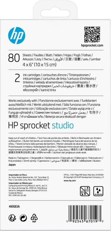 HP 4KK83A Sprocket Studio bläck och 80 ark fotopapper