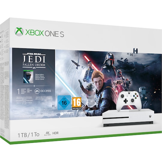 Xbox One S 1 TB: Star Wars Jedi: Fallen Order game bundle (vit)