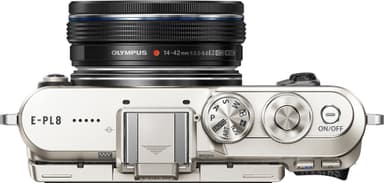 Olympus PEN E-PL8 CSC-kamera + 14-42 mm Pancake-kit  (svart)