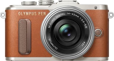 Olympus PEN E-PL8 CSC kamera + 14-42 mm Pancake-kit  (brun)