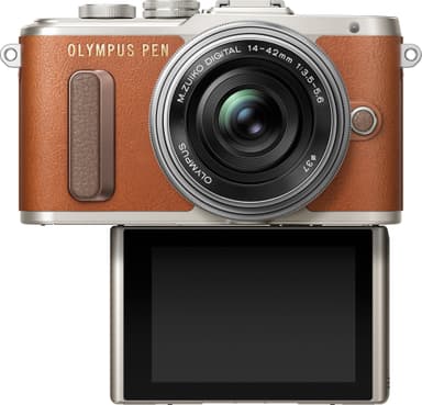 Olympus PEN E-PL8 CSC kamera + 14-42 mm Pancake-kit  (brun)