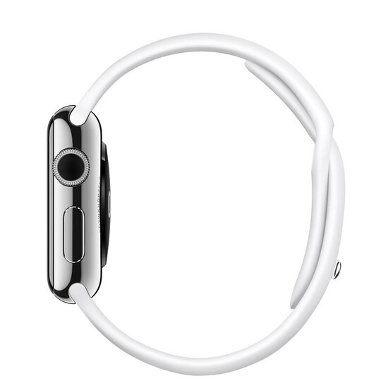 Apple Watch inkl 42 mm rostfritt stålfodral med sportband (vit)