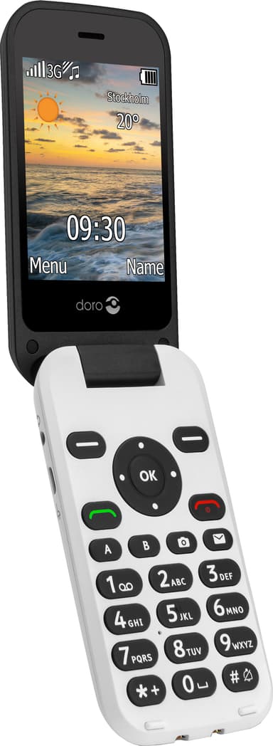 Doro 6621 mobiltelefon (svart/vit)