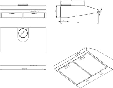 Ecotronic Underbyggd Köksfläkt EBUC509MB (svart 50cm)