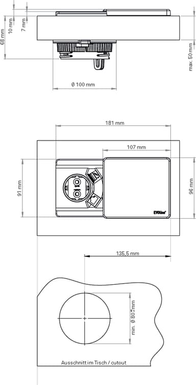 EVOline Square80 QI eluttag (vitt)