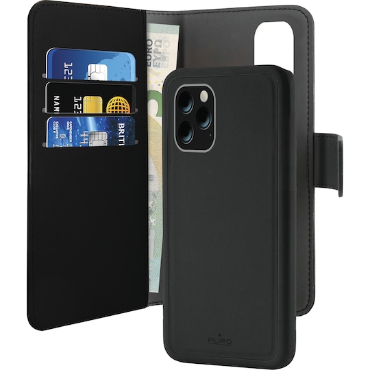 Puro 2-i-1 plånboksfodral för iPhone 11 Pro (svart)