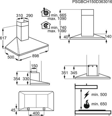 Electrolux köksfläkt EFF90560OK (svart)