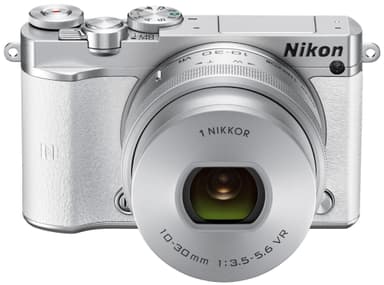 Nikon 1 J5 Hybridkamera + 10-30 mm objektiv (vit)