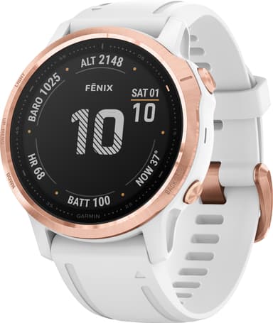 Garmin Fenix 6s Pro GPS träningsklocka 42 mm (roséguld/vit)