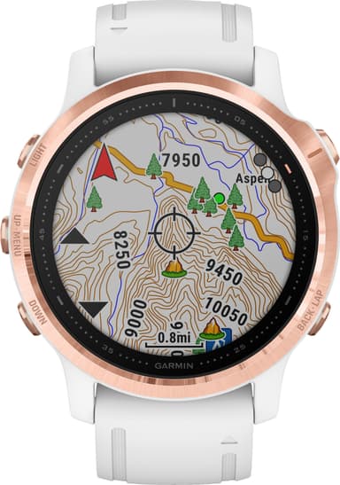 Garmin Fenix 6s Pro GPS träningsklocka 42 mm (roséguld/vit)