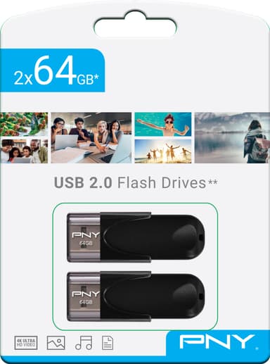 PNY Attache 4 USB minne 64 GB tvåpack