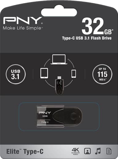 PNY Elite USB-C 3.1 minne 32 GB
