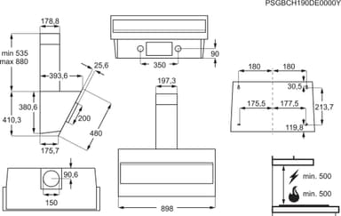 Electrolux Serie 600 Vägghängd Köksfläkt LFV319K (svart 90cm)