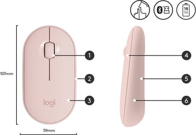 Logitech Pebble M350 trådlös mus (rosé)