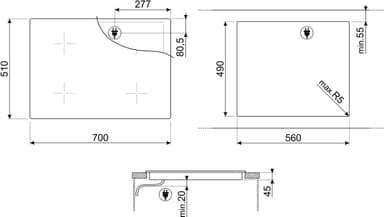 Smeg 70 cm induktionshäll SI1M7743B