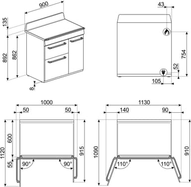 Smeg Serie Victoria Gasspis TR93P (90cm)