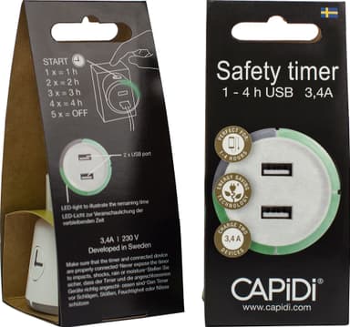 CAPiDi USB säkerhetstimer TIUSBTI3.4AVIT (vit)