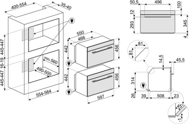 Smeg Linea 45 cm inbyggd kompaktugn med ånga SF4102VCS Elgiganten