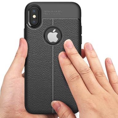 Läder mönstrat TPU skal Apple iPhone X / Xs  - Svart