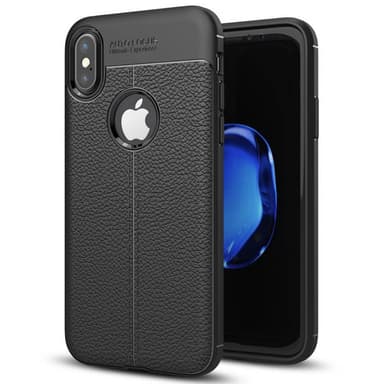 Läder mönstrat TPU skal Apple iPhone X / Xs  - Svart