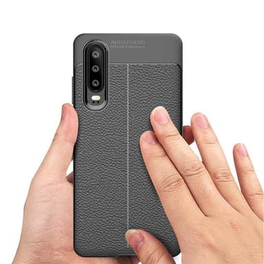Läder mönstrat TPU skal Huawei P30 Lite (MAR-LX1)  - Svart