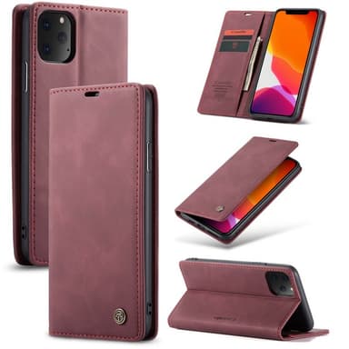 CaseMe Smart Magnet FlipCase Apple iPhone 11 Pro Max (6.5")  - Vinröd