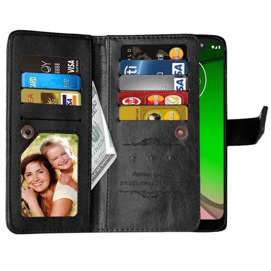 Dubbelflip Flexi 9-kort Motorola Moto G7 Play (XT1952)  - Svart