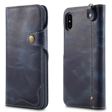 Mobilplånbok 3-kort äkta läder Apple iPhone XS Max (6.5")  - Blå