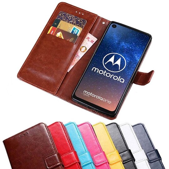 Mobilplånbok 3-kort Motorola One Vision (XT1970)  - Svart
