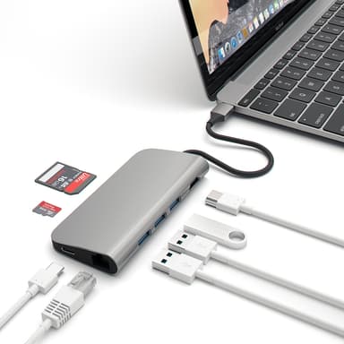 Satechi USB-C Multi-Port med Ethernet adapter (rymdgrå)