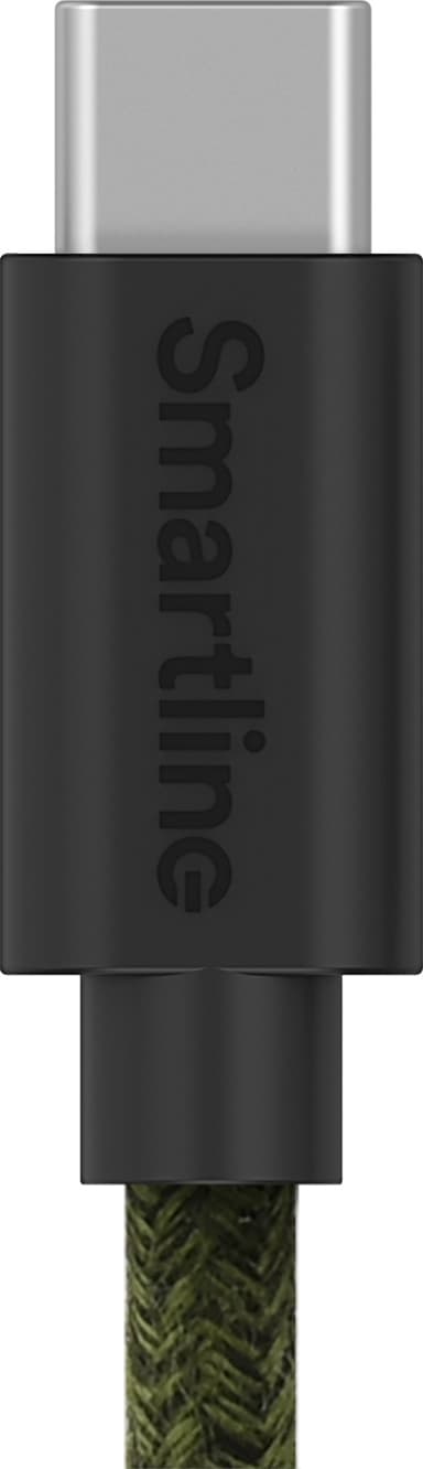 Smartline USB-A till USB-C tygkabel 2 m (mörkgrön)