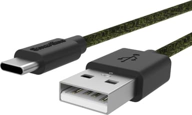 Smartline USB-A till USB-C tygkabel 2 m (mörkgrön)