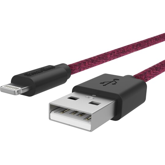 Smartline USB-A till Lightning tygkabel 2 m (röd)