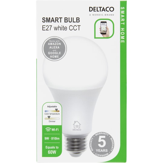 Deltaco E27 smart lampa (white)