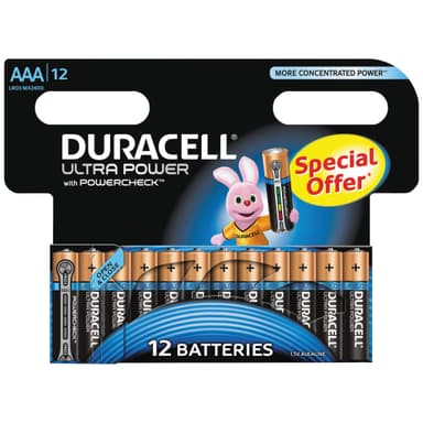 Duracell Ultra Power alkaliska AAA-batterier 12-pack