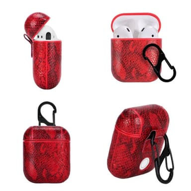 Ormskinns mönstrat fodral med karbinhake till AirPods Röd