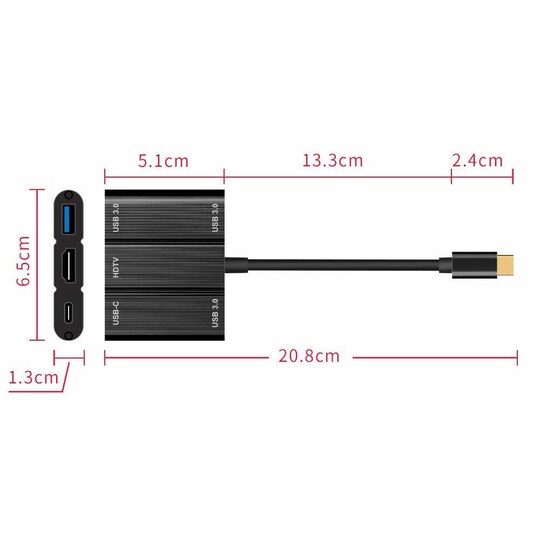 USB-C Multiport Adapter USB, HDMI, USB-C, PD laddare - 4Kx2K 60Hz