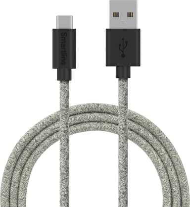 Smartline USB-A till USB-C tygkabel 2 m (grå)
