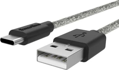 Smartline USB-A till USB-C tygkabel 2 m (grå)