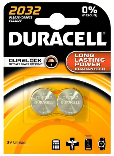 Duracell Batteri CR2032 Knappcell 3 V (2 st)