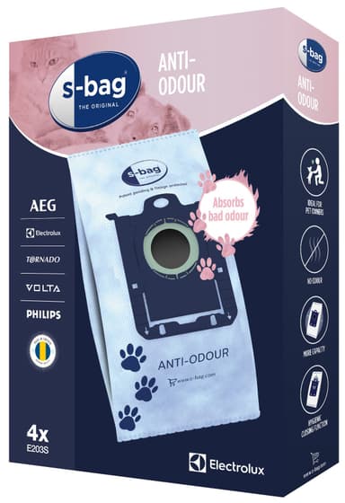 S-bag Anti-Odour dammsugarpåsar E203S (3 st) för Electrolux/Philips
