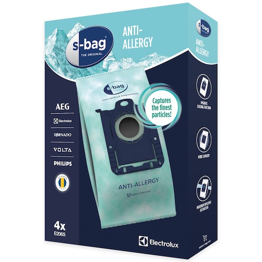 S-bag Anti-Allergy dammsugarpåsar E206S (4 st) för Electrolux/Philips