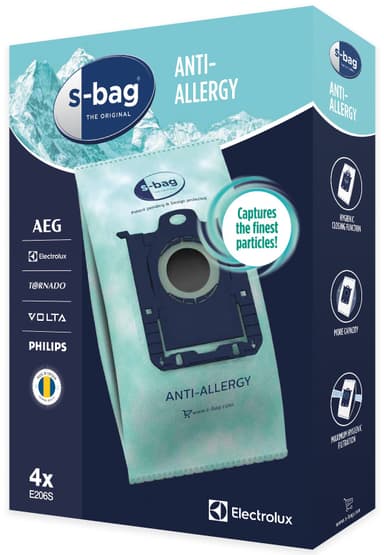 S-bag Anti-Allergy dammsugarpåsar E206S (4 st) för Electrolux/Philips