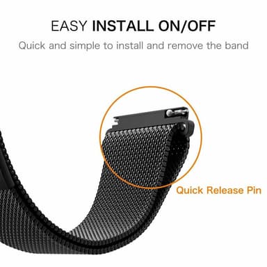 Armband Samsung Gear S2 Classic / Gear Sport - 20 mm - milanesisk loop - svart