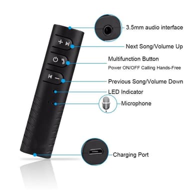 Bluetooth adapter/mottagare för bil - svart