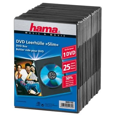HAMA DVD-Box Slim Svart 25-pack