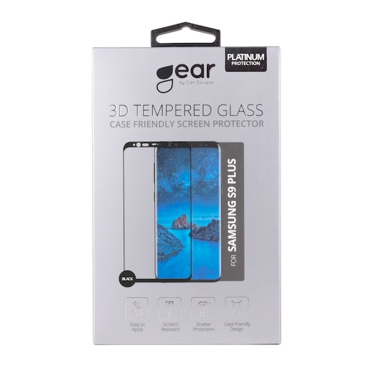 GEAR Härdat Glas 3D Full Cover Svart Samsung S9 Plus inkl. Monteringsram