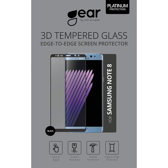 GEAR Härdat Glas 3D Full Cover Svart Samsung Note 8