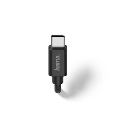 HAMA Laddare 12V USB-C 2,4A fast kabel 1m Svart