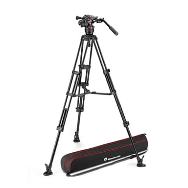 MANFROTTO Stativkit Video Nitrotech 608 + Twin MS Mittspridare Aluminium